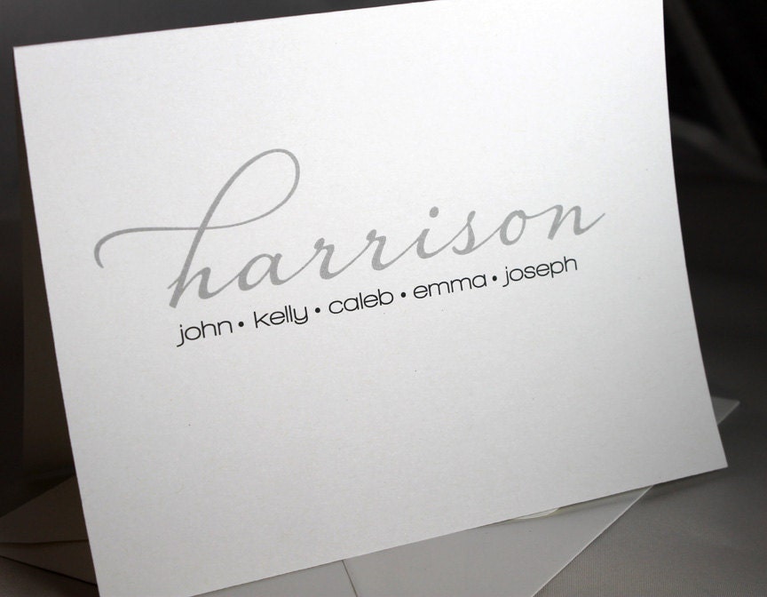25 Note Cards Personalized Family Stationery Completely Customizable