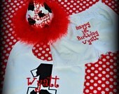 3 Pc. Set, Cow, Cowboy, Western,  Farm,  First  Birthday Hat, Bib, and  Ribbon Bloomers or Boxers, You choose colors,  by GINGHAM BUNNY