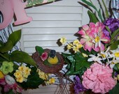 SALE....Large Spring Wreath in Pastels with Wood Sign