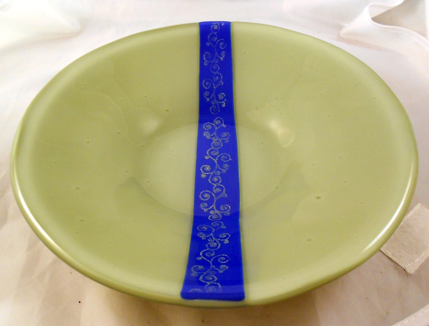 Green and blue Fused Glass bowl