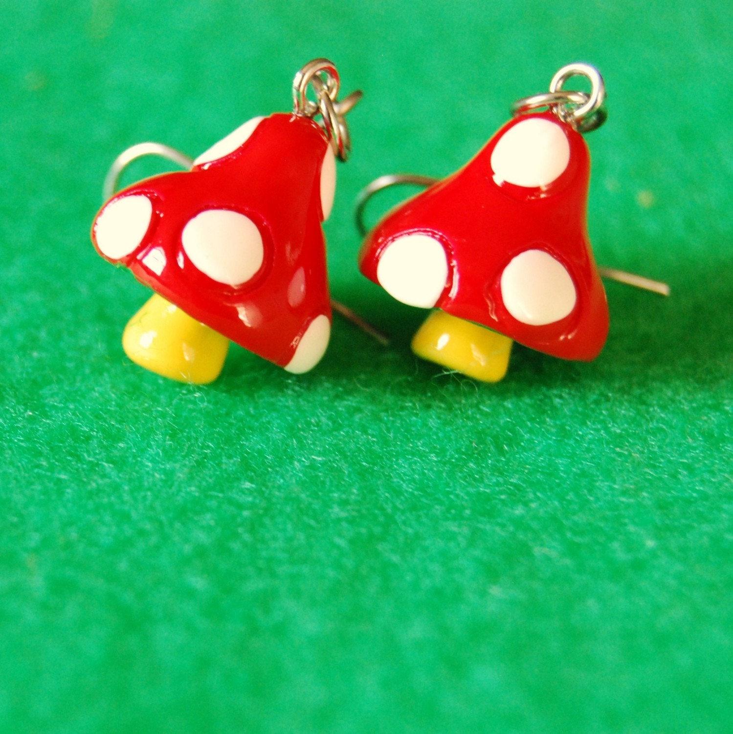 mushroom charm earrings
