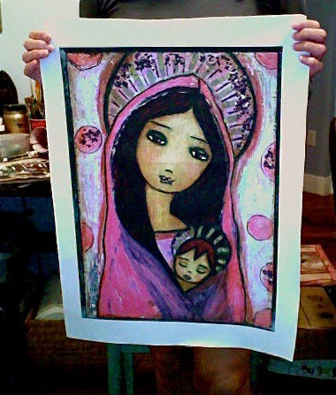 Sweet Dreams - Large Print on Fabric from Original Painting (16 x 20 inches) by FLOR LARIOS