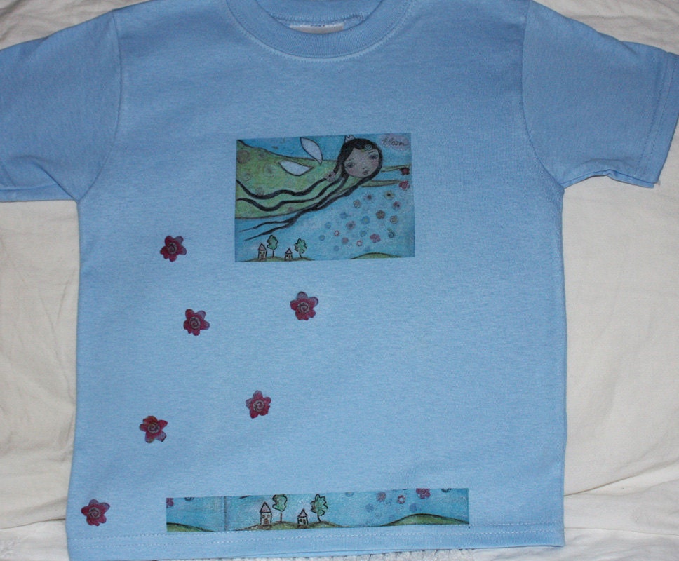 Spring Fairy -  Girls T-Shirt - 4T Original Art by FLOR LARIOS