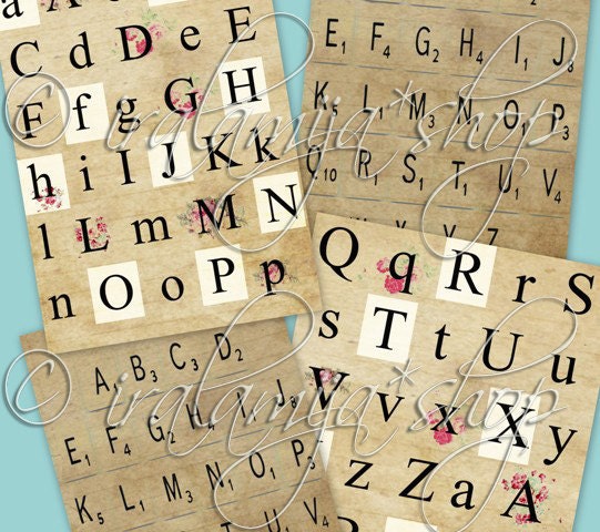 LETTERS alphabet Collage Digital Images -printable download file-