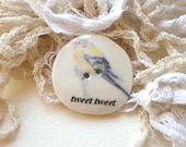 Handmade Bird Design Porcelain Sew on Button