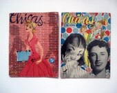 FOUND IN SPAIN -- Two editions of Chicas magazine - 1950s Spain - Illustrated covers