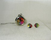 Real Butterfly Wing Jewelry Set Sunset Moth and Real Blue Morpho Butterfly Wing Necklace and Earrings Mothers Day