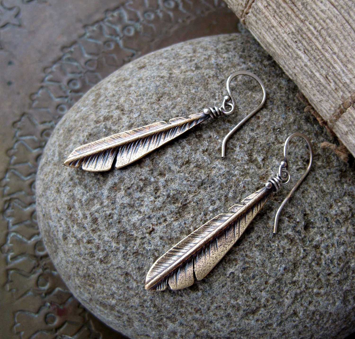 Small Woodpecker Flight Feather Earrings