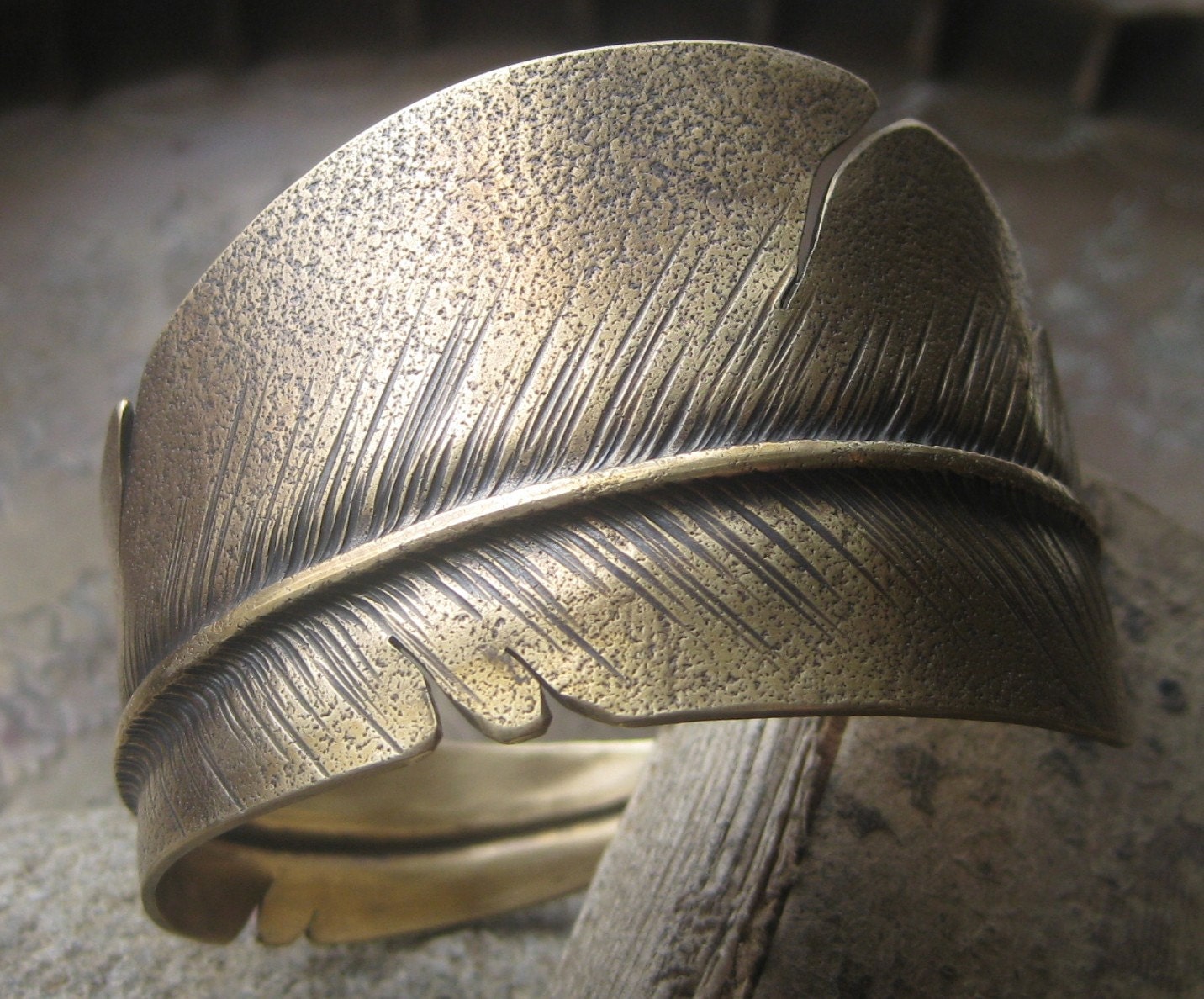 Bronze Flight Feather Cuff Bracelet