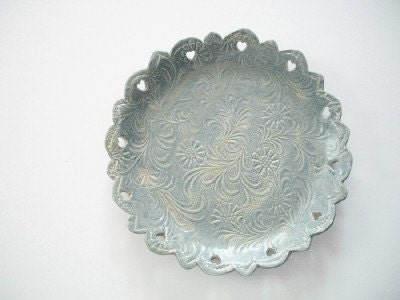 French Powder Blue Vintage Cookie Plate - CatsPawPottery