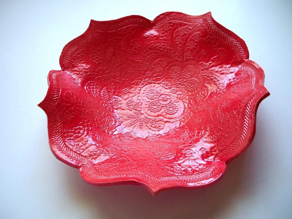 Victorian  Really Red Ikebana Bowl