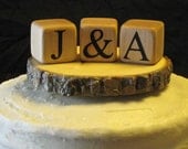 Customized Cake Topper & Tree Slice Wedding Cake Wooden Toppers Custom Wood Wedding Monogram Cake Topper Initials Rustic Woodland Wedding