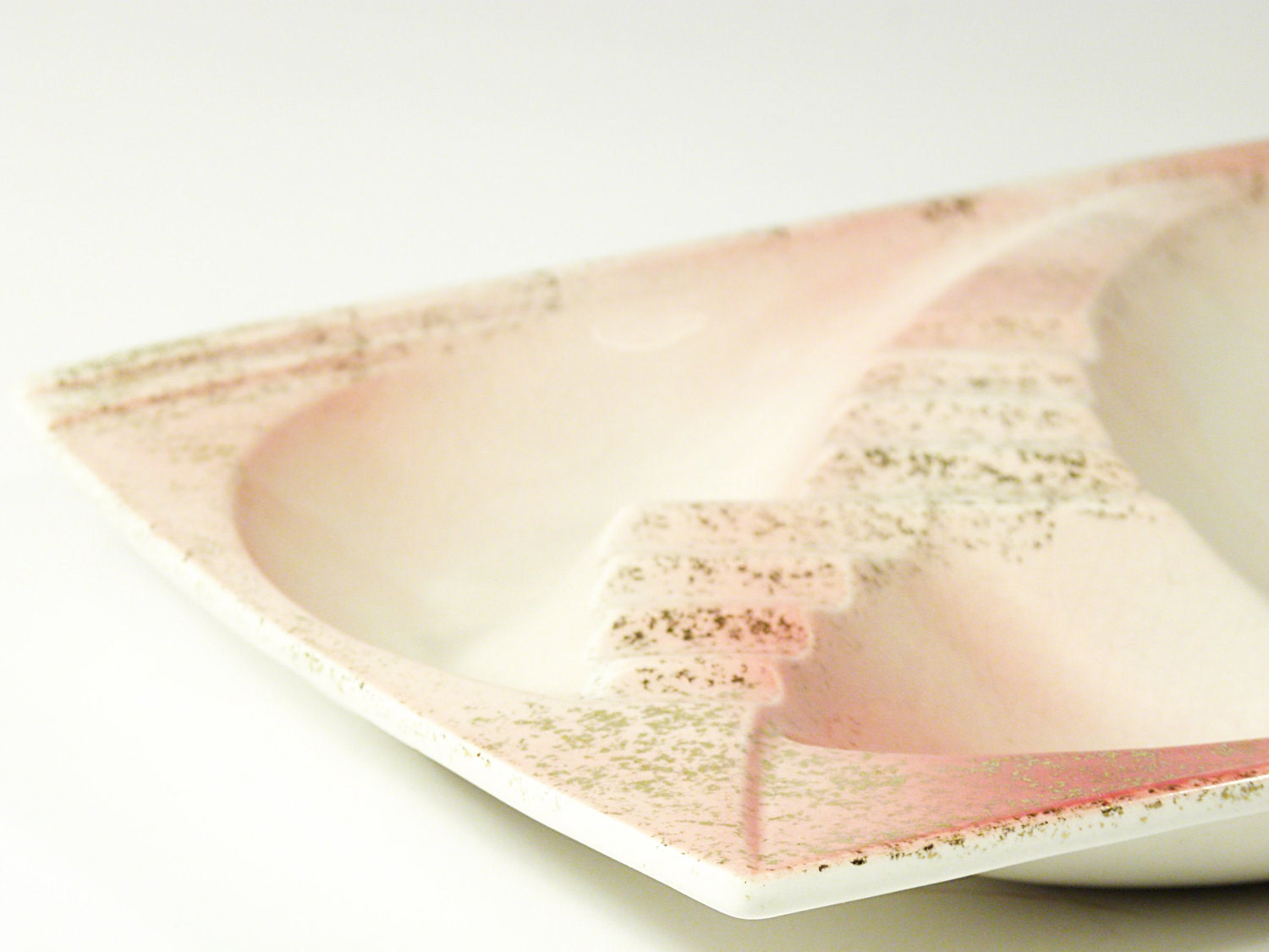 vintage atomic ashtray . large pink and gold dish or tray . 1950s