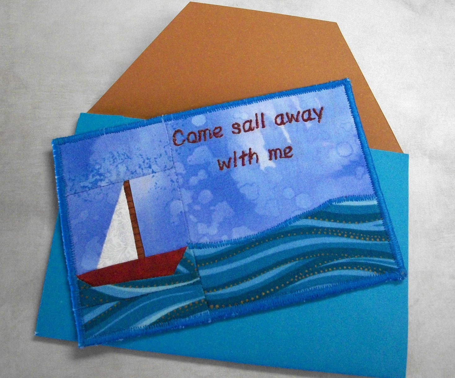 Sail Away Fabric Postcard