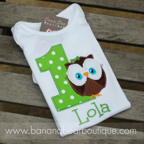 Apple Green Owl Birthday Shirt