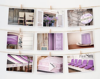 Paris Postcard Set, Framable Photo Cards, Purple, Paris Photography, 4x6 Art Prints
