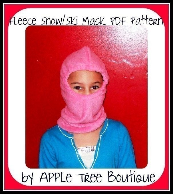 Fleece Snow and Ski Mask INSTANT Download Size Child to Adult