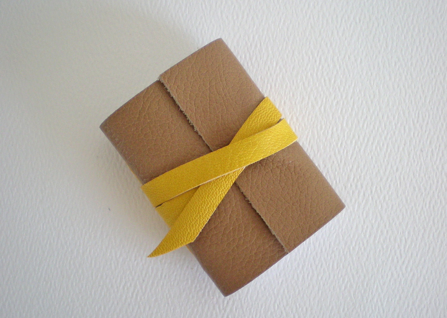 SALE 50% off Super Mini Journal - Putty & Yellow  Leather Goatskin - small notebook