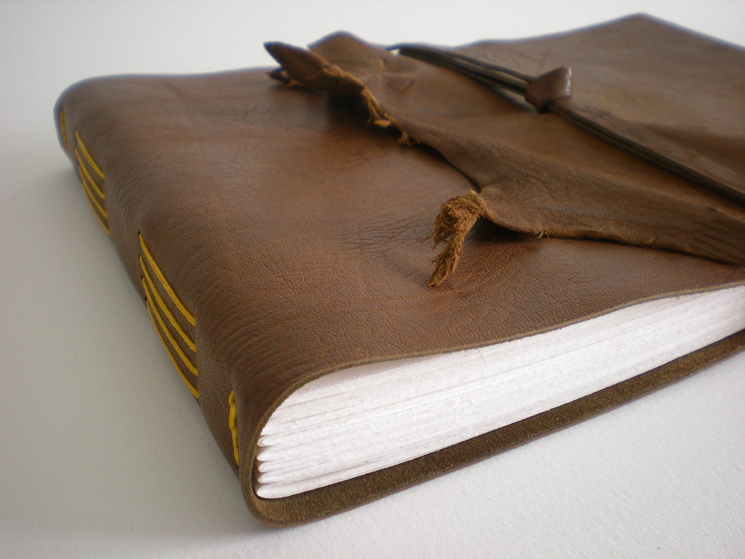 RECYCLE & REFILL: A4 Leather Journal / Sketchbook in Medieval Longstitch binding - recycle, reduce, reuse - free shipping