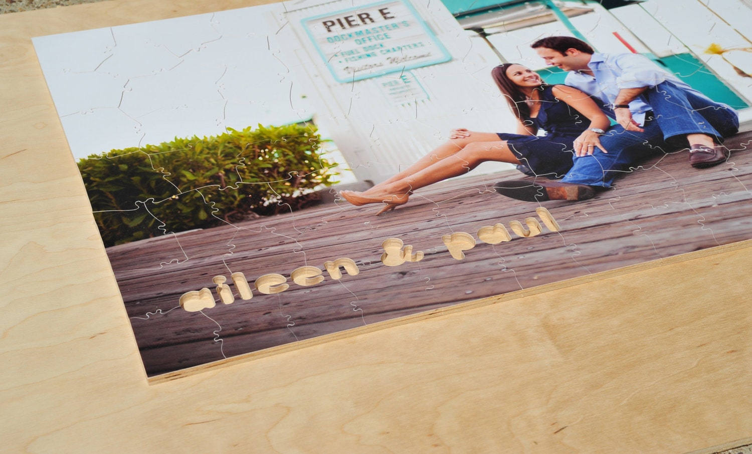 Puzzle Wedding Guest Book, 40 Wood Pieces, Use Your Photo