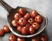 SALMON SPICE .. Picasso Czech Rondelle Glass Beads (2140-st)