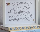 Wonder Explore Play, Red Yellow Grey 8x10 Print