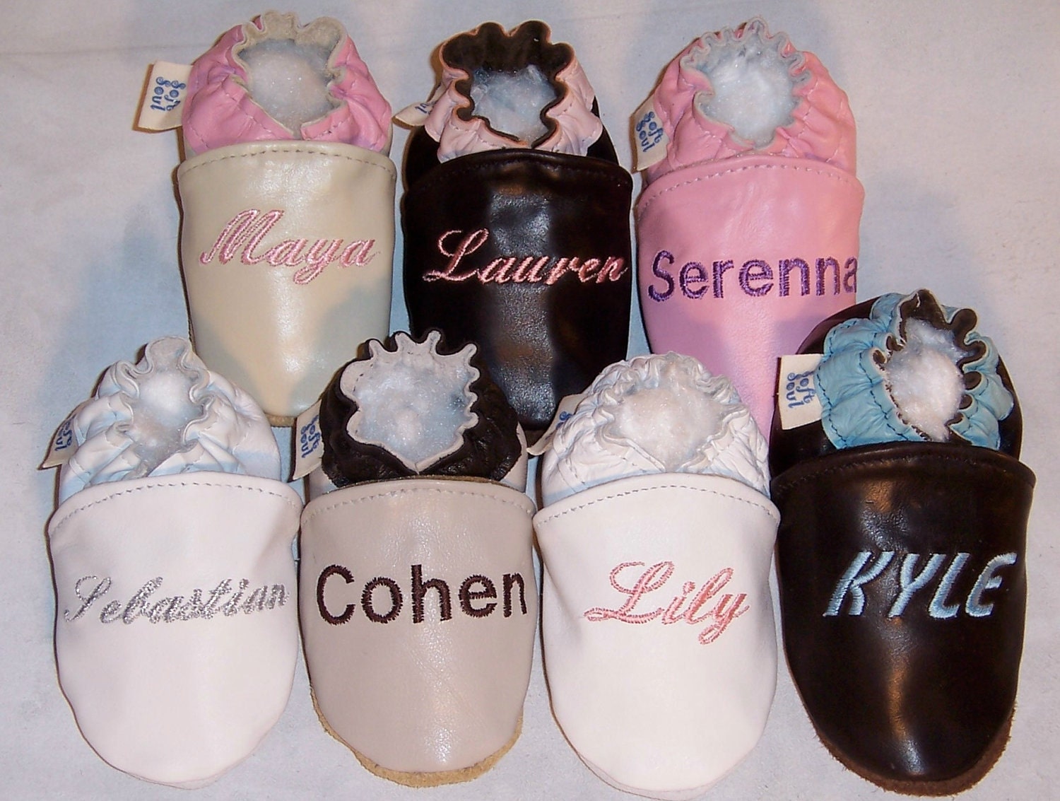 custom leather soft soled baby shoes