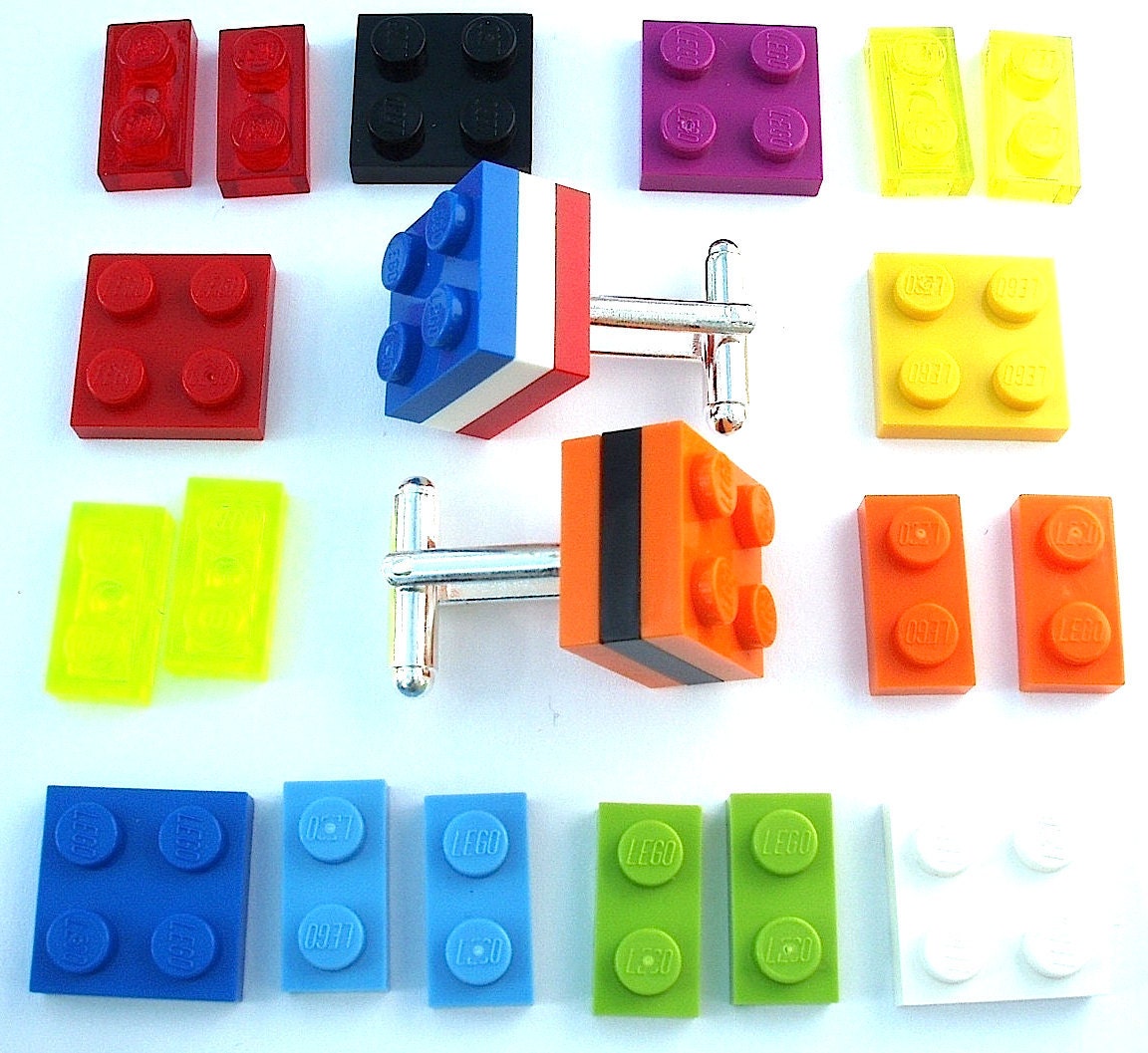 3 Tier Cufflinks - silver plated - Handmade with LEGO(r) Bricks