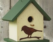 Folk Birdhouse Rusty Bird Chickadee Hunter Green Functional Decorative Birdhouse