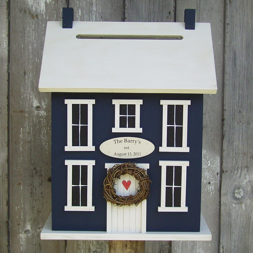 Original  - Wedding Card Holder Box Birdhouse  Personalized -  Choose your Colors.