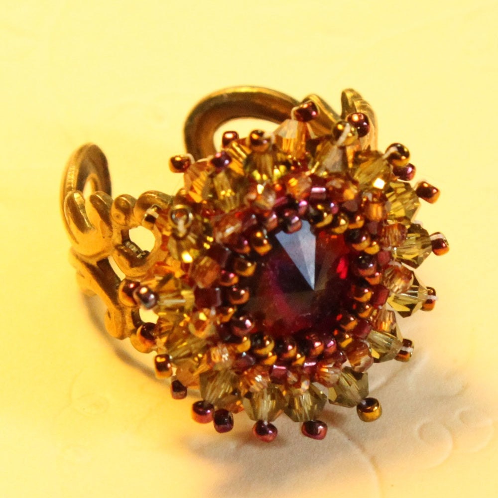 woven crystal ring - Ring of Fire