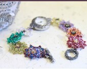 Marcasite Watch - multicolored woven band
