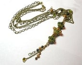 Moss Green and Buttery  Gold Princess Necklace