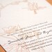 Columbine - Letterpress Wedding Invitation - mango/cocoa on pearl
