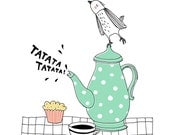 Print - Proud teapot - green