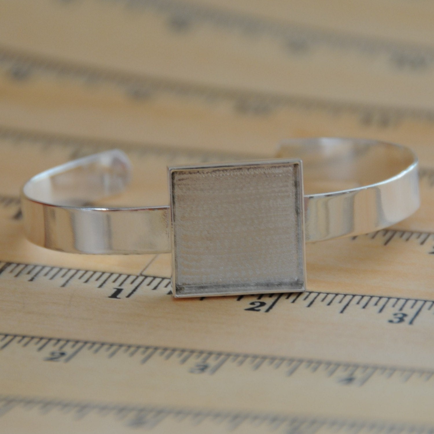 Sterling Silver Plated SQUARE deep welled bracelet blank