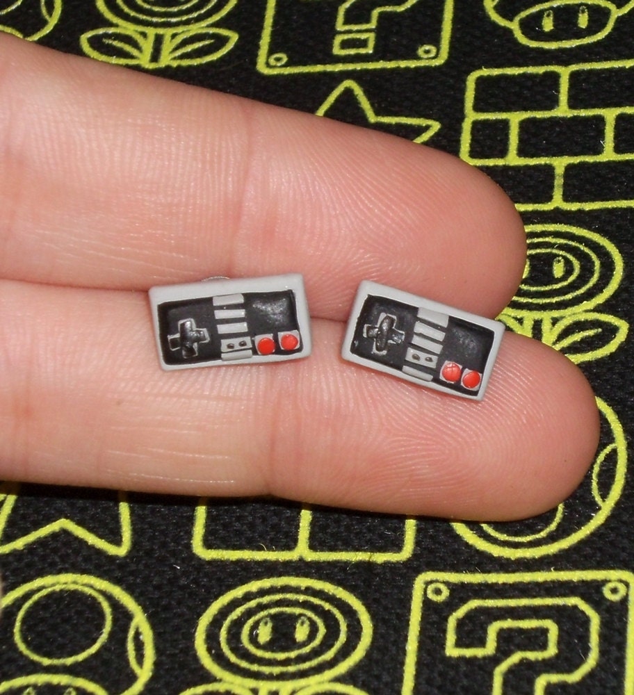 NES Nintendo controller stud earrings retro 80s old school