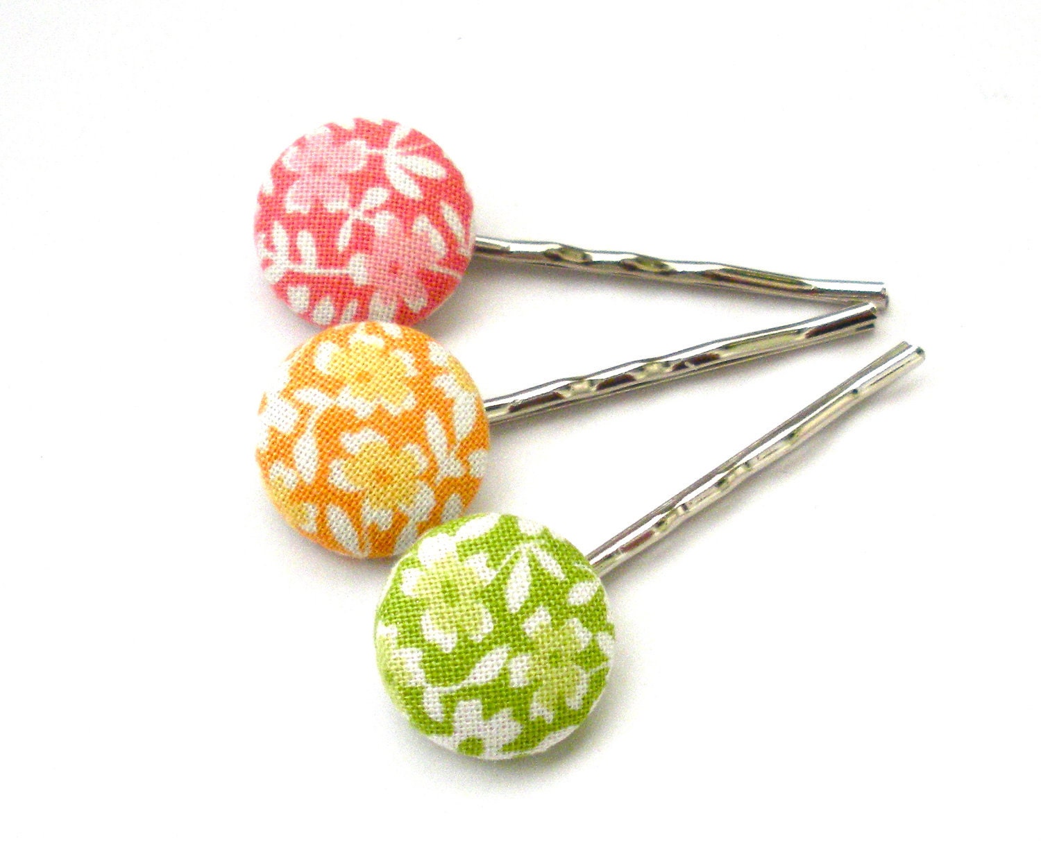Fabric Button Bobby Pins, Spring Inspiration