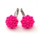 Hot Pink Mini Mum Cabochon Flower Earrings