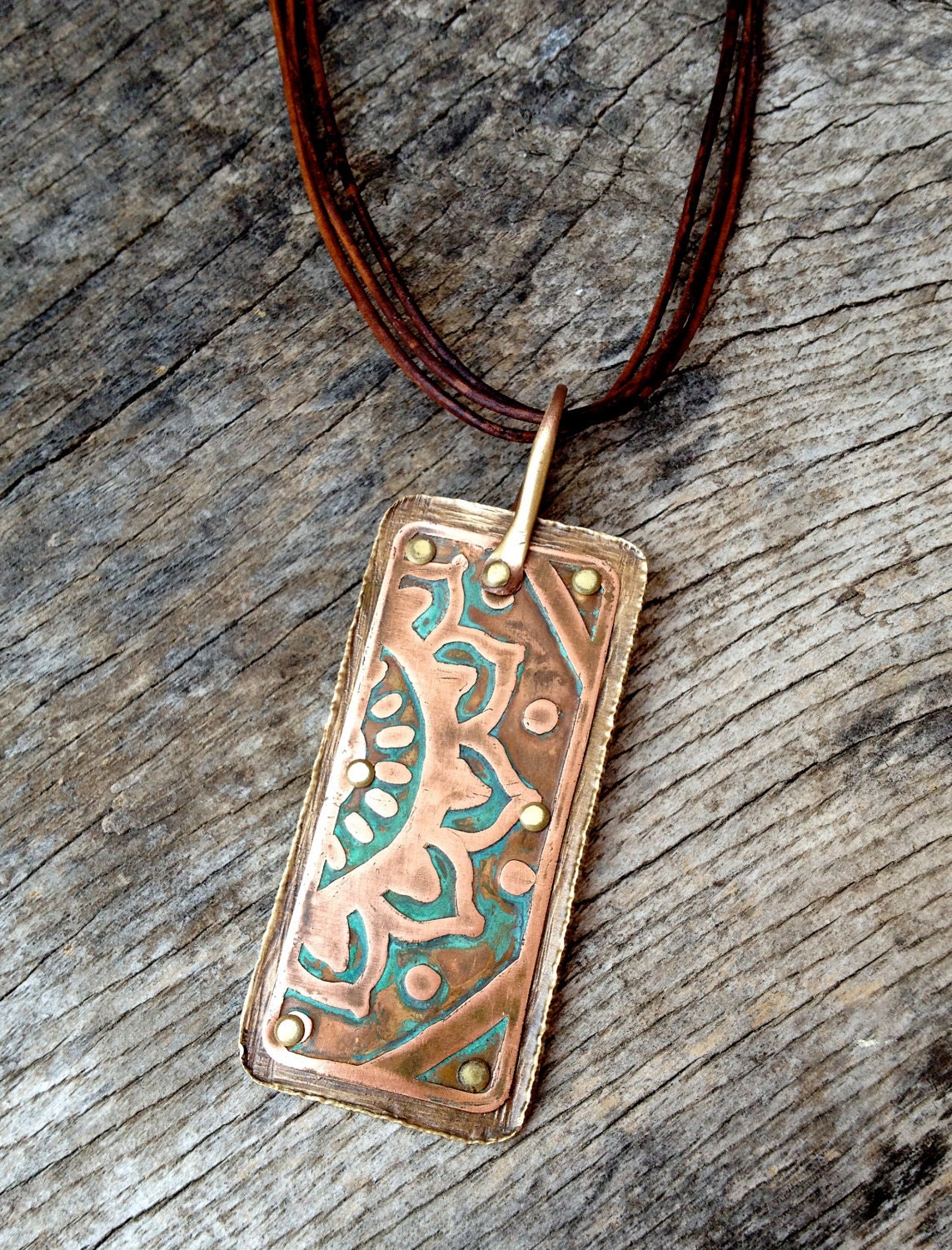 Mixed Metal Mehndi Pendant