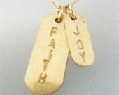 Gold Bar Charms Necklace - "A Little Faith and a Little Joy"