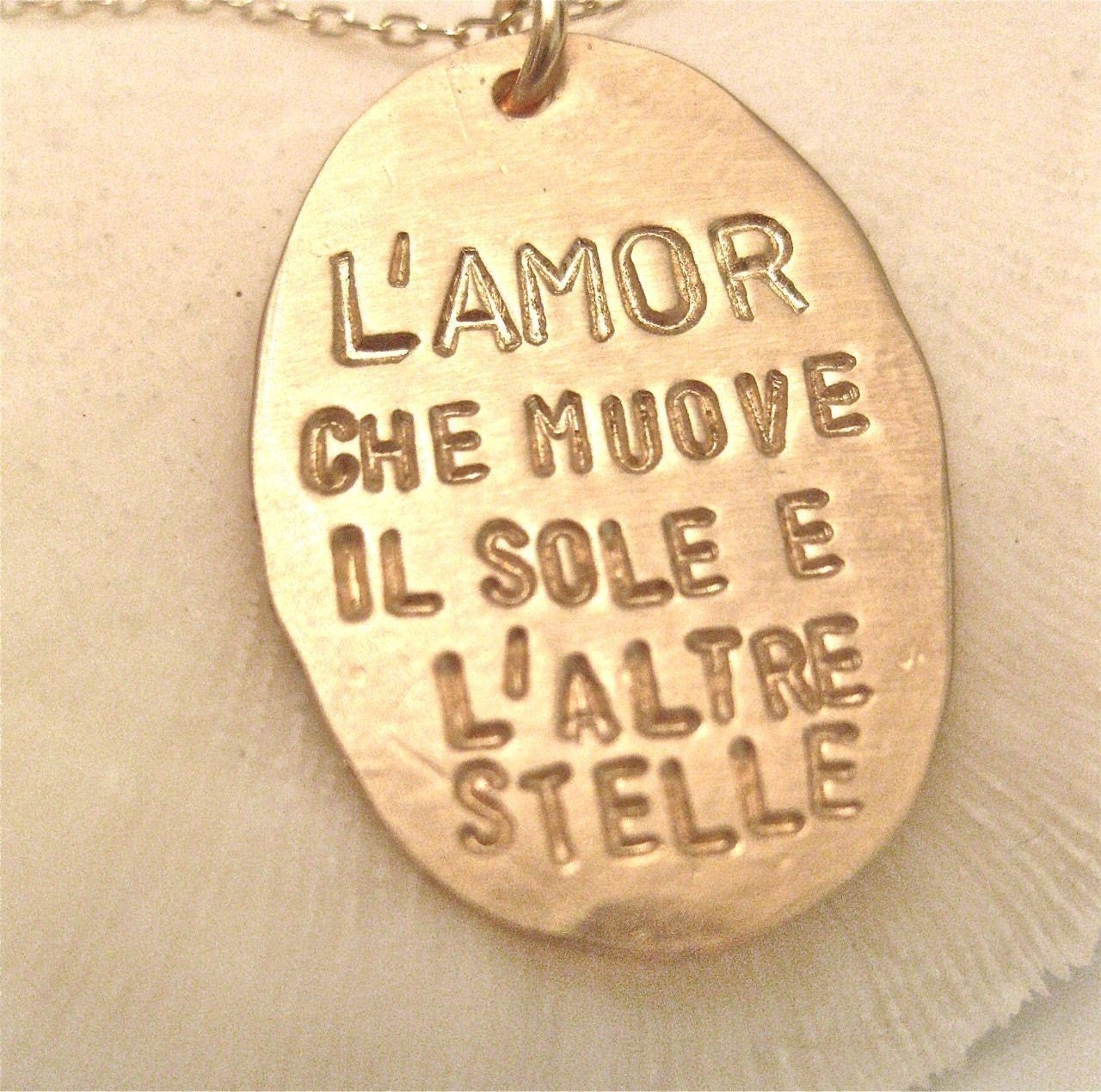 Italian Quote Necklace - "Dante's God" in GOLD