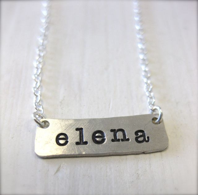 Horizontal Silver Bar Necklace - Personalized and Hand Stamped