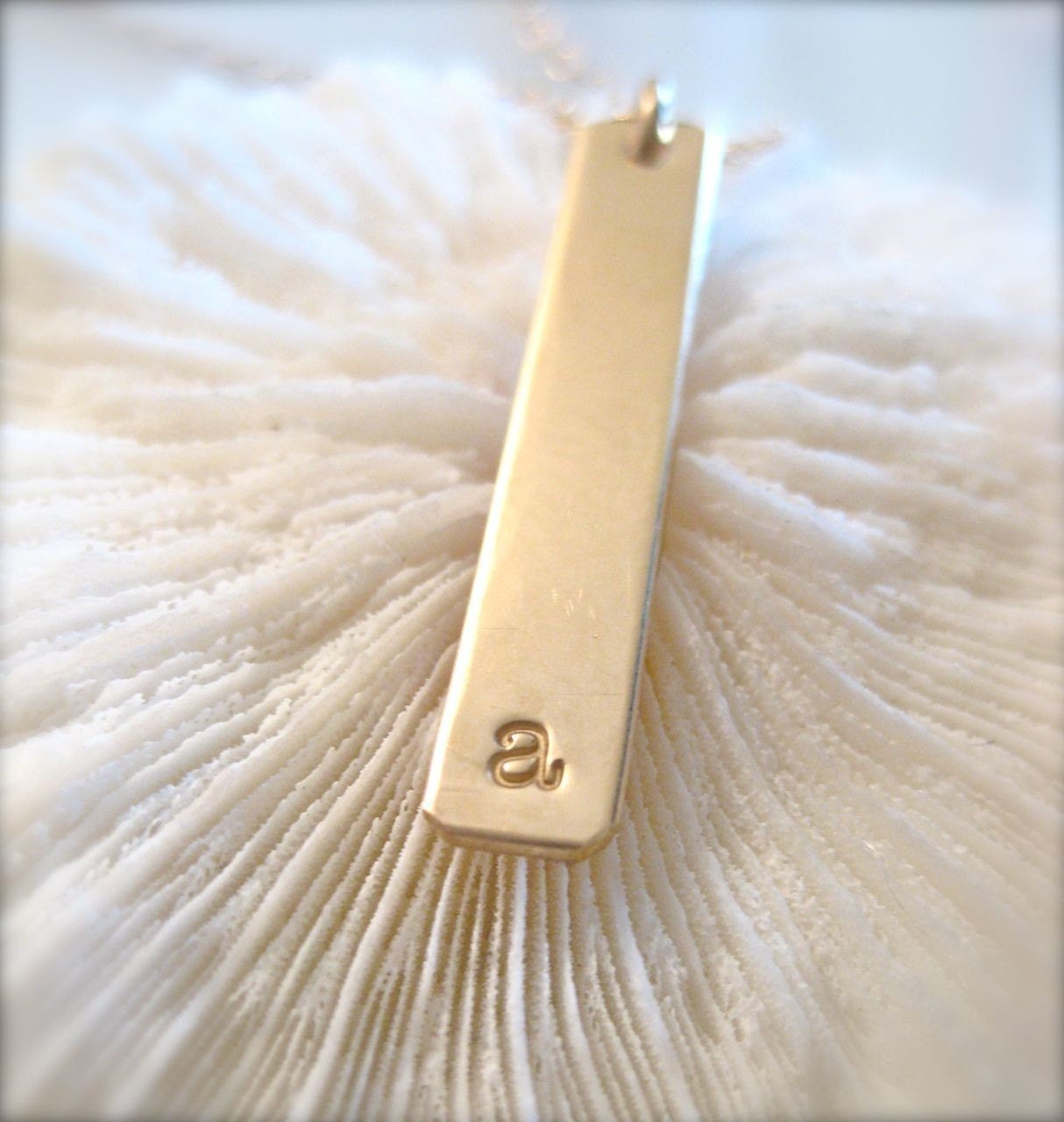 Gold Bar Charm Necklace - The Long Bar Initial in Gold