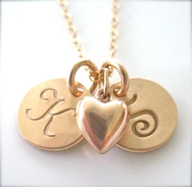 Petite Initial Love - in gold and script