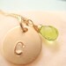 SIMPLE GOLD INITIAL Necklace  - with Green Peridot