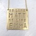 Personalized Square Pendant Necklace in Gold - "My Love and My Life"