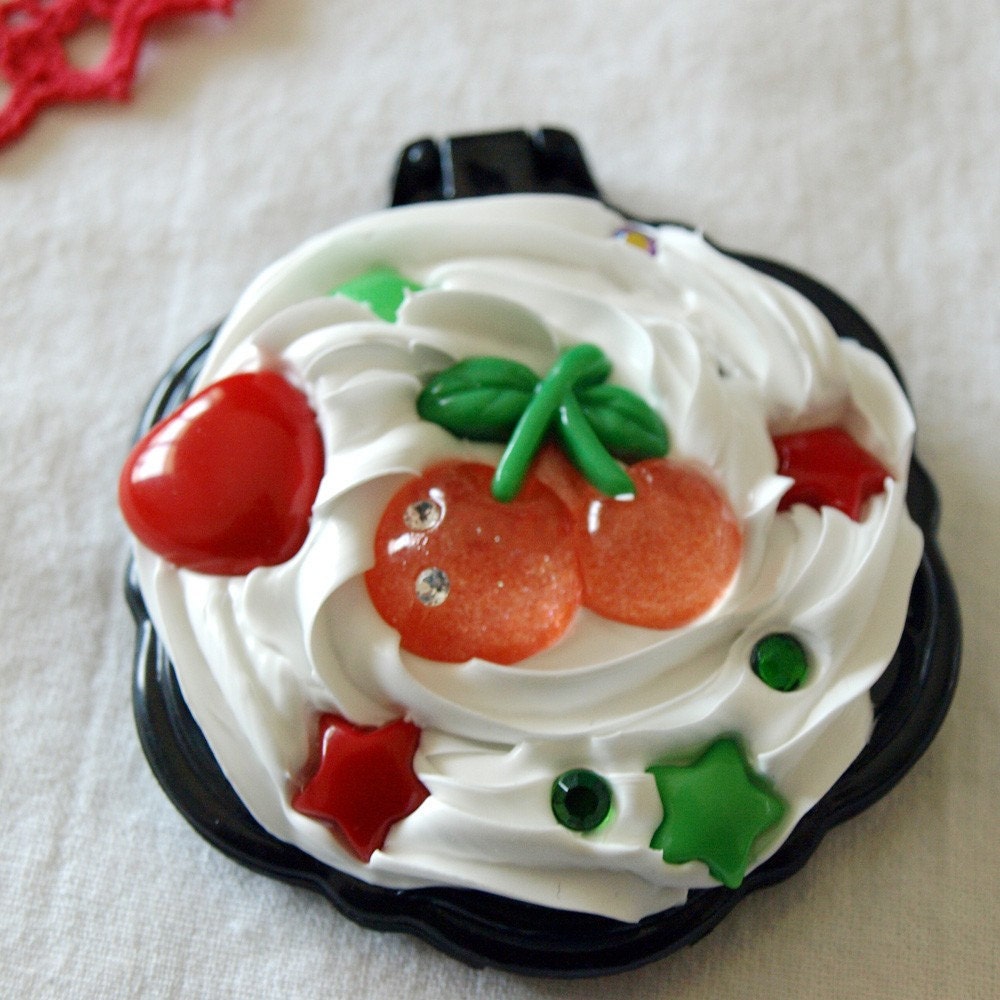 Rockabilly Cherry Kawaii Deco Mirror Compact Fruits Harajuku KItsch Sweets