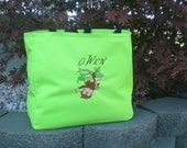 Personalized Tote Bag Custom Embroidery Monkey Hangin Out with OWEN