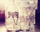 Jars in the Sunlight - 20x30 Fine Art Kitchen Photography Print - Glass and Sunlight Dark Plum Purple Shabby Chic Home Decor Photo